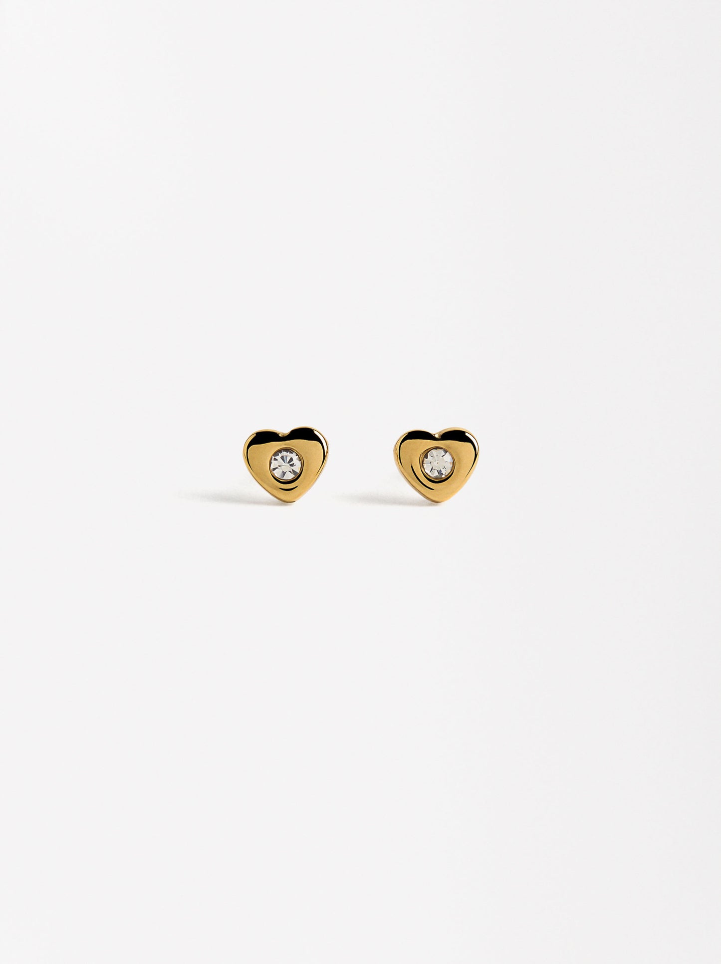Heart Earrings With Crystals - Stainless Steel