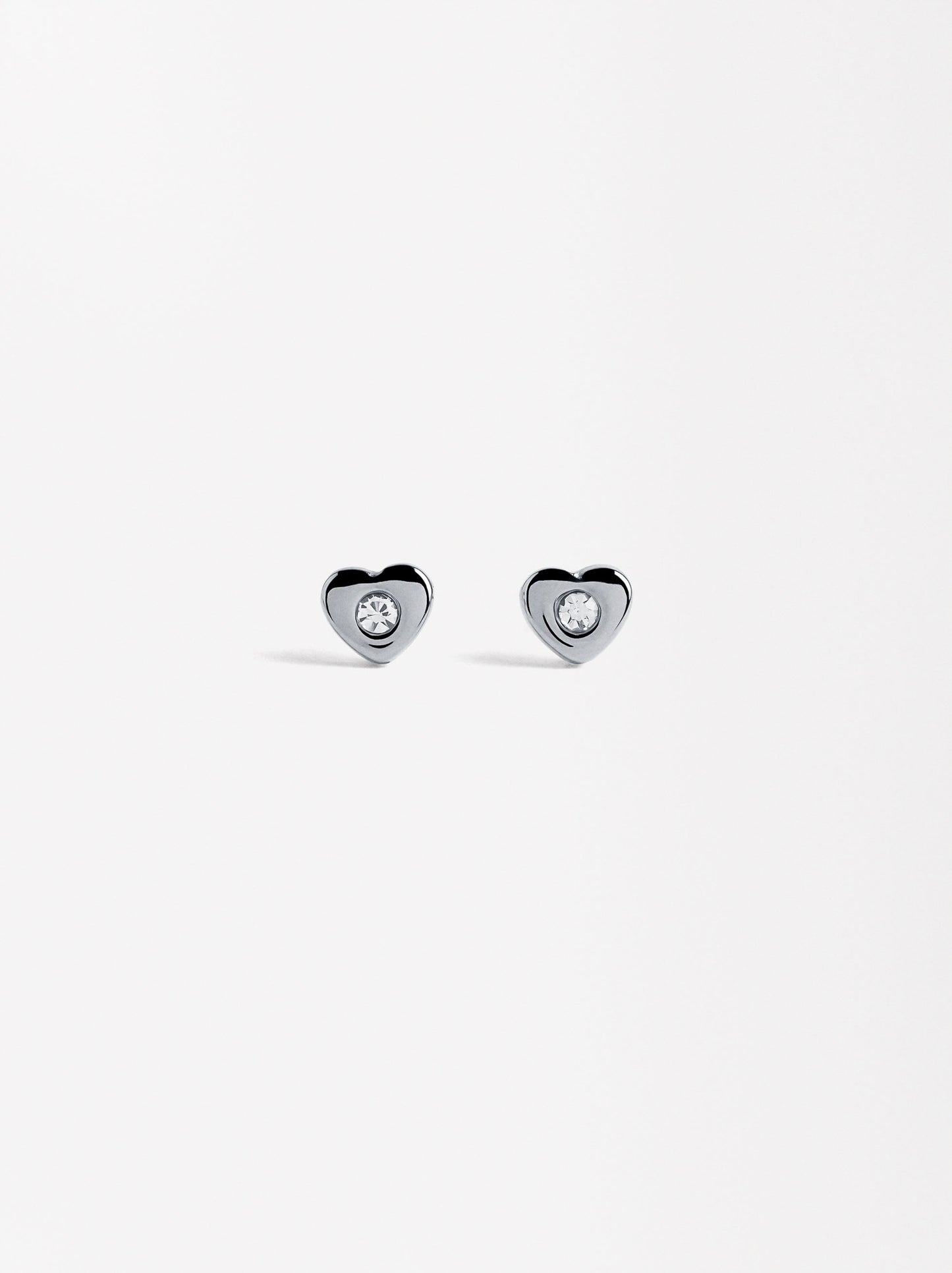 Heart Earrings With Crystals - Stainless Steel