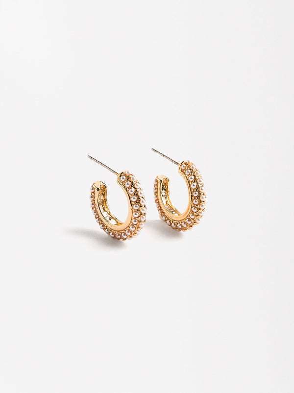 Hoop Earrings With Faux Pearls