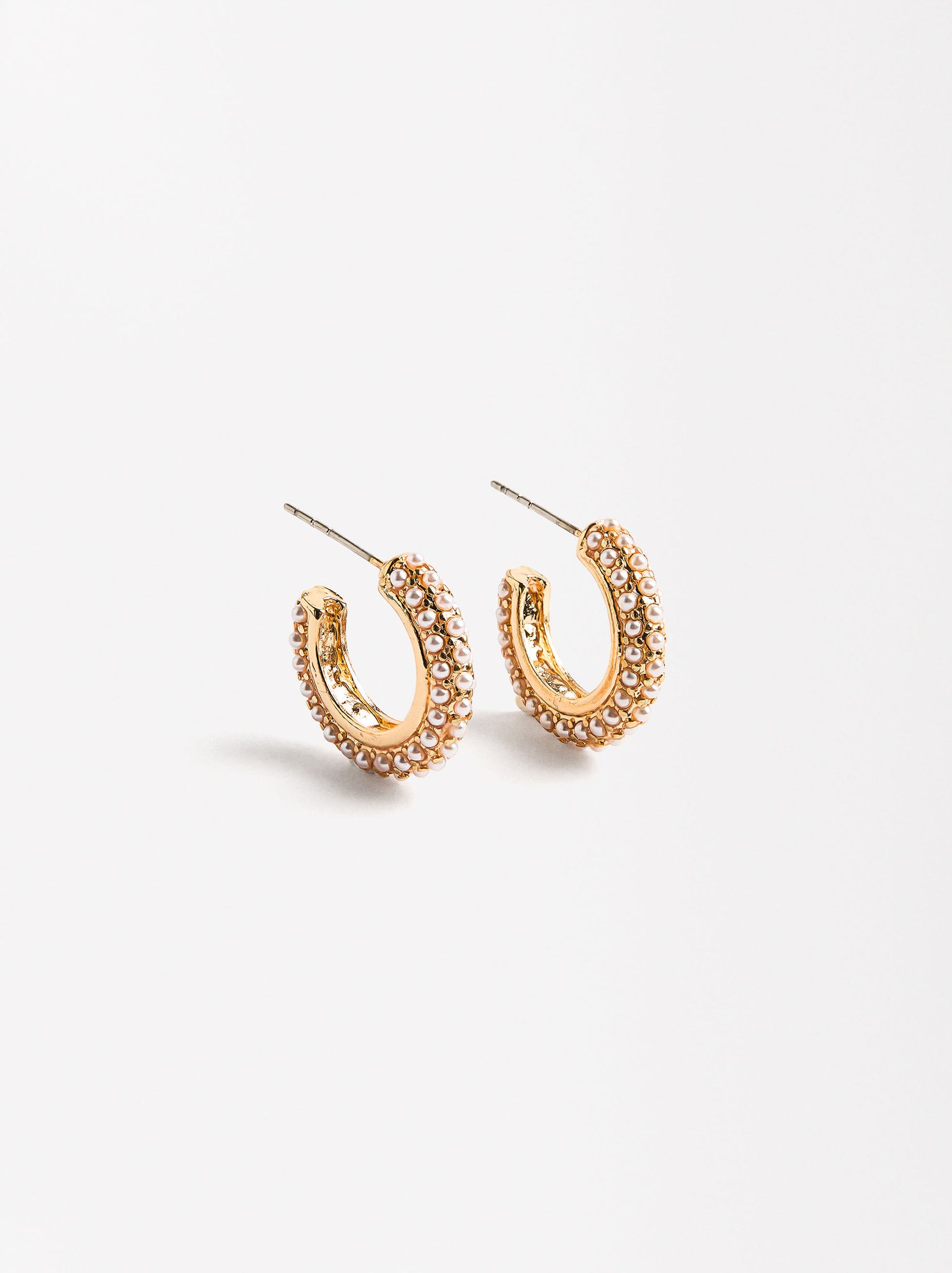 Hoop Earrings With Faux Pearls