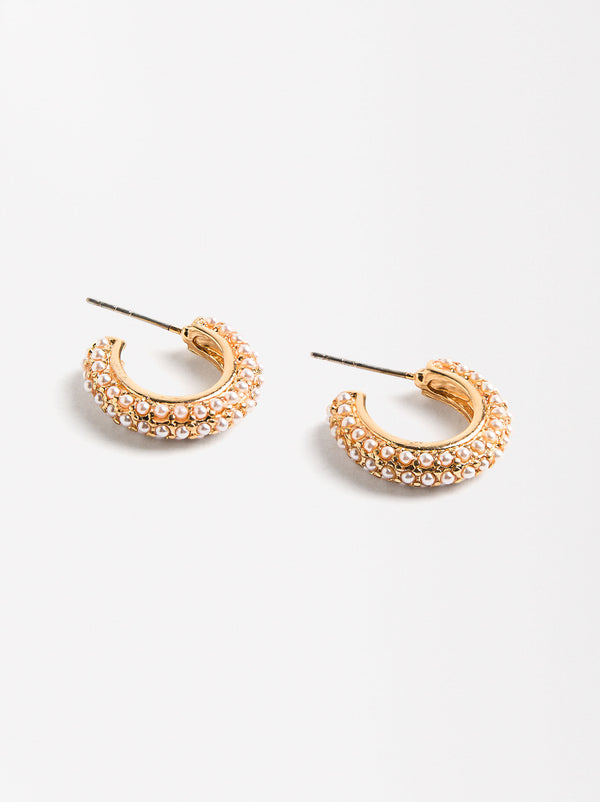 Hoop Earrings With Faux Pearls