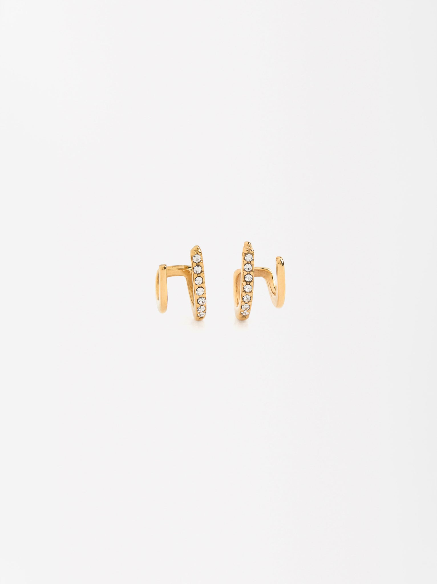 Earjack Earrings With Crystals - Stainless Steel