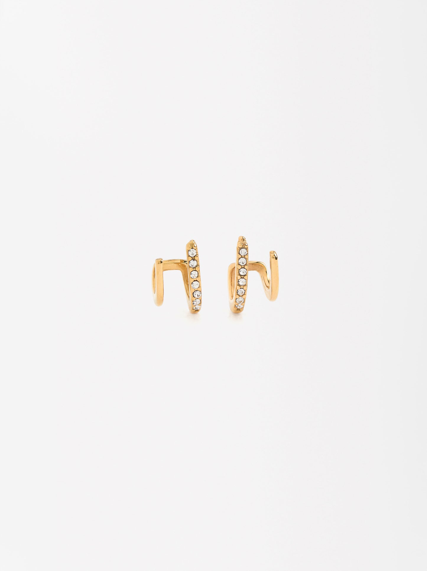 Earjack Earrings With Crystals - Stainless Steel