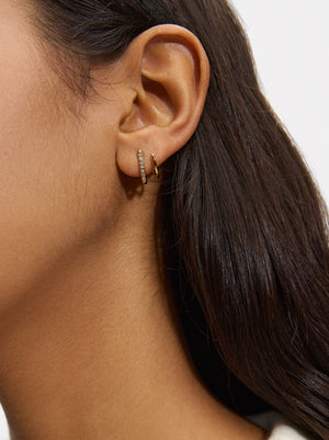 Earjack Earrings With Crystals - Stainless Steel