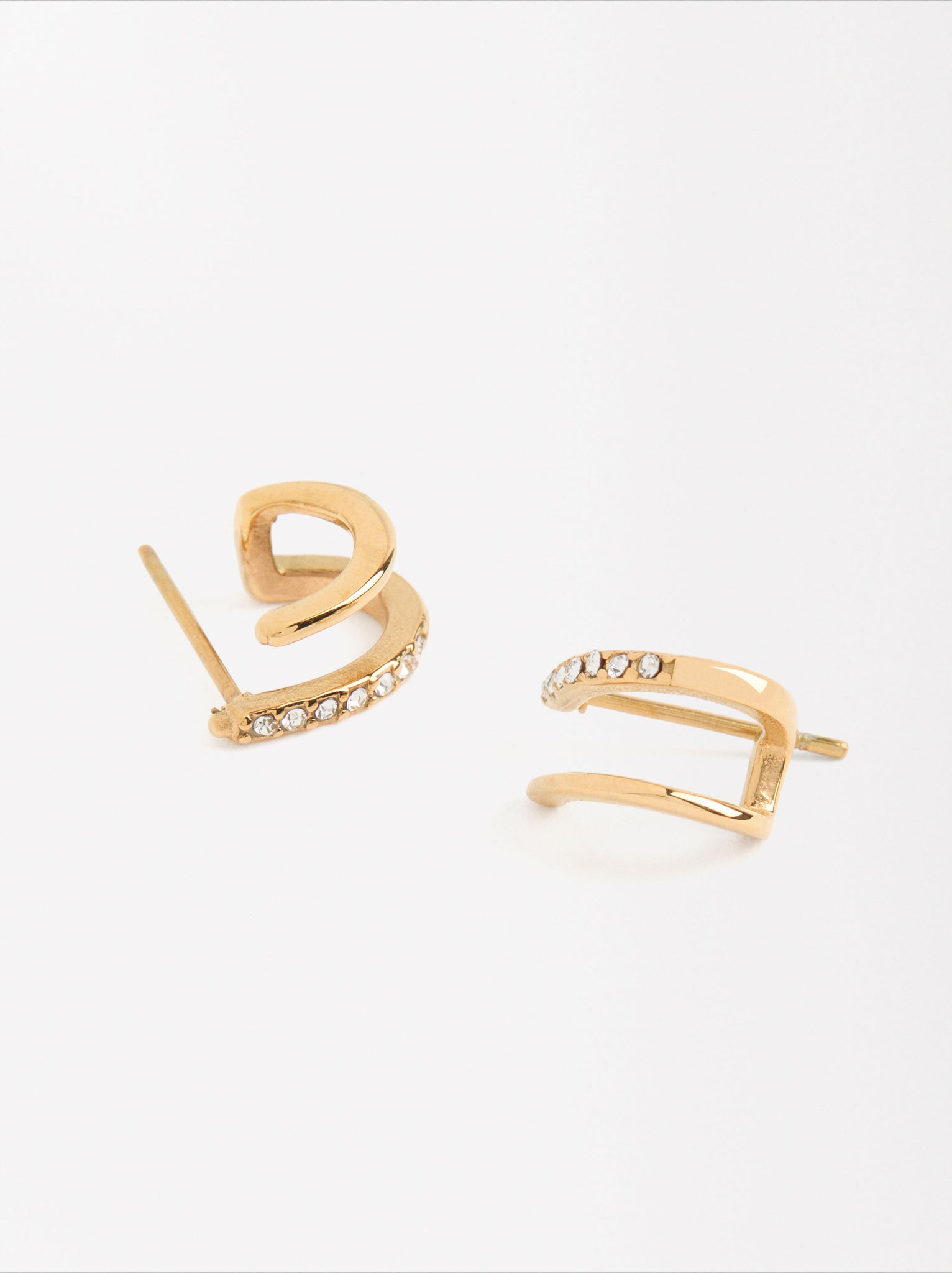 Earjack Earrings With Crystals - Stainless Steel