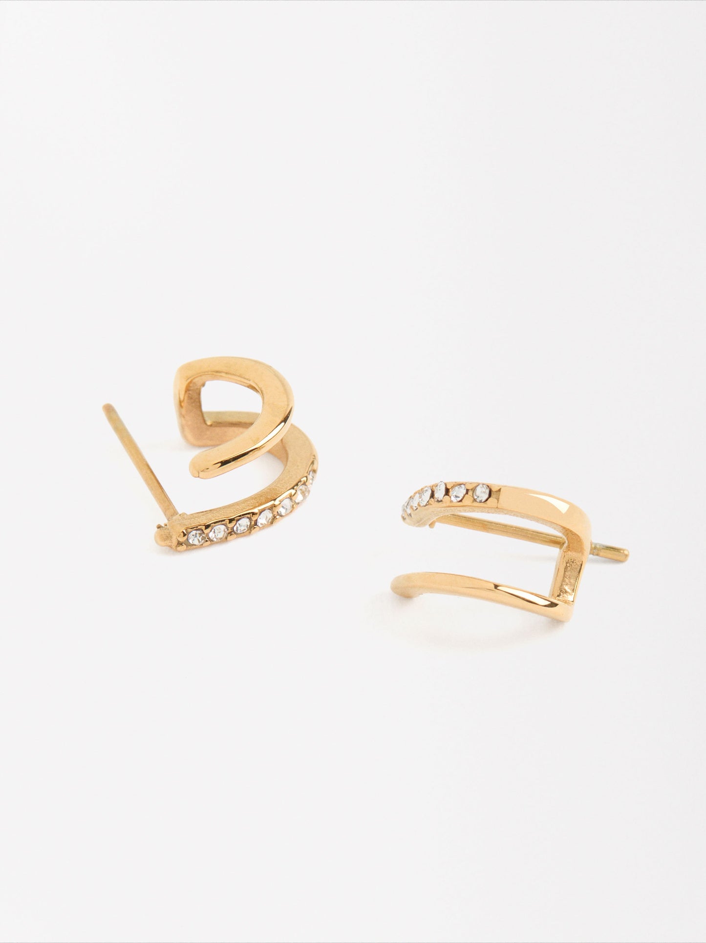 Earjack Earrings With Crystals - Stainless Steel