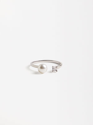 Open Ring With Freshwater Pearl
