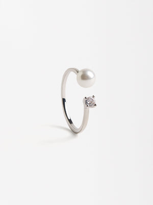 Open Ring With Freshwater Pearl