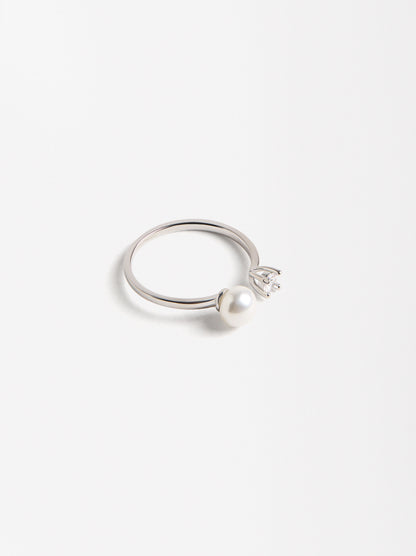 Open Ring With Freshwater Pearl