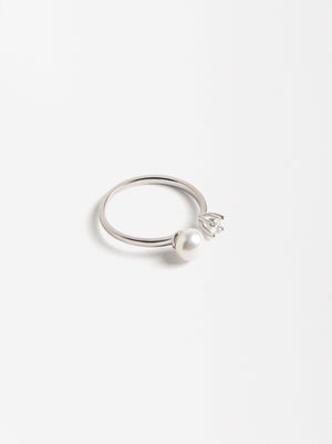 Open Ring With Freshwater Pearl