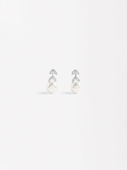 Leaf Earrings With Zirconia