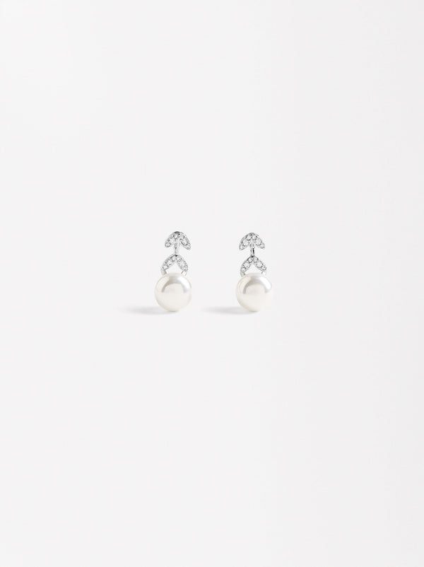 Leaf Earrings With Zirconia