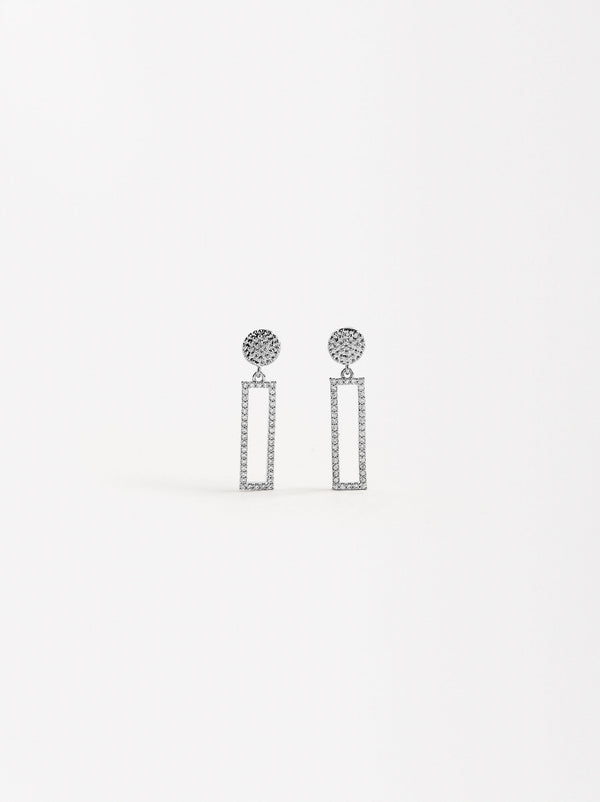 Rectangular Earrings With Zirconias