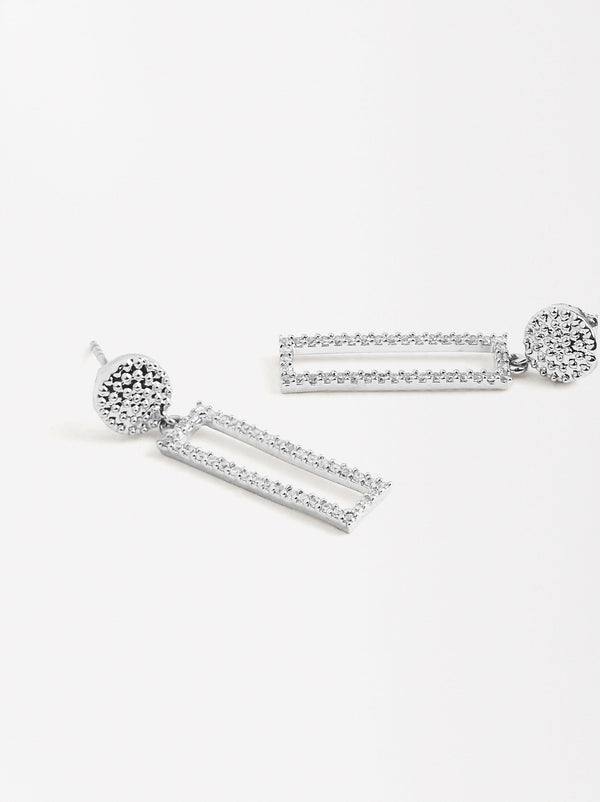 Rectangular Earrings With Zirconias