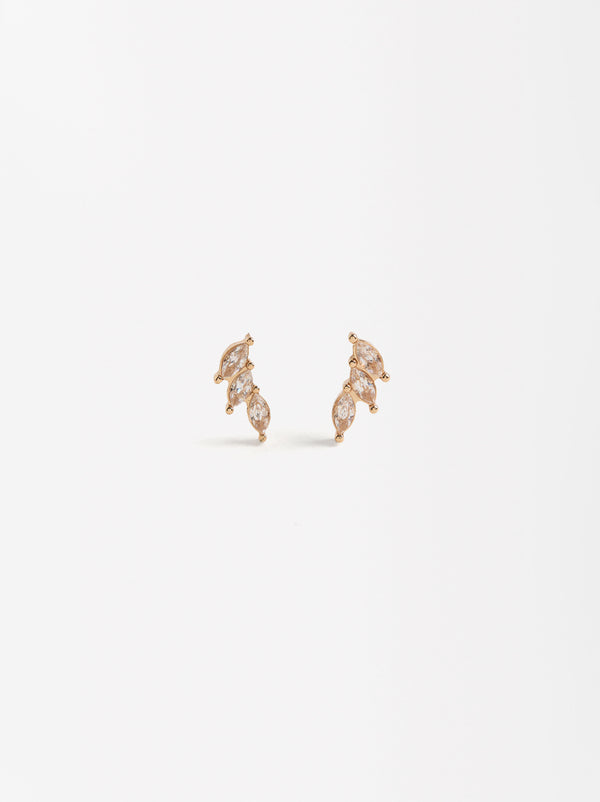 Leaf Earrings With Zirconias