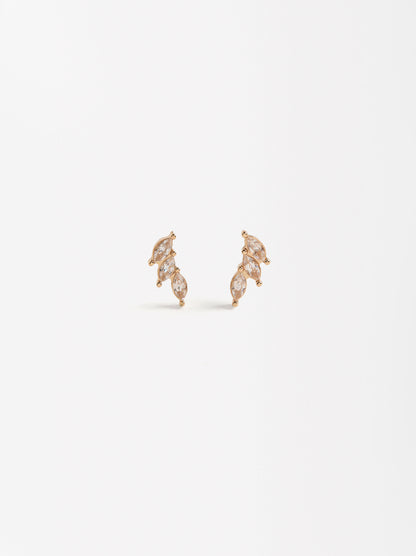 Leaf Earrings With Zirconias