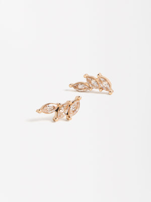 Leaf Earrings With Zirconias