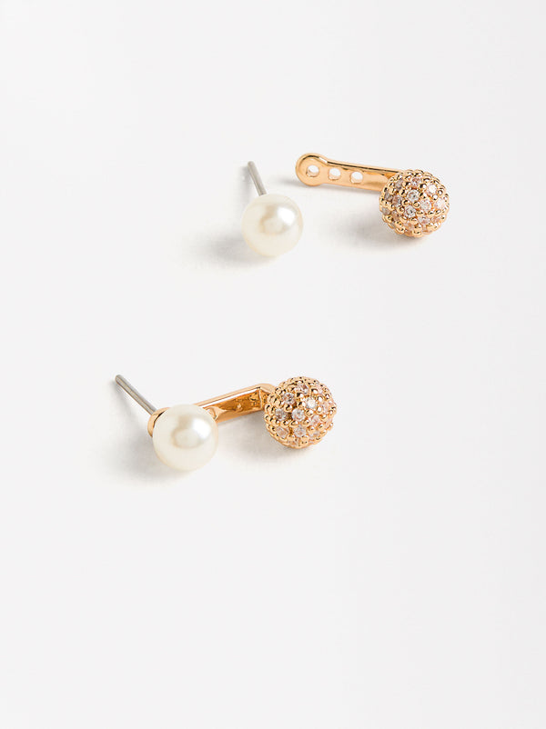 Earrings With Freshwater Pearls And Crystals