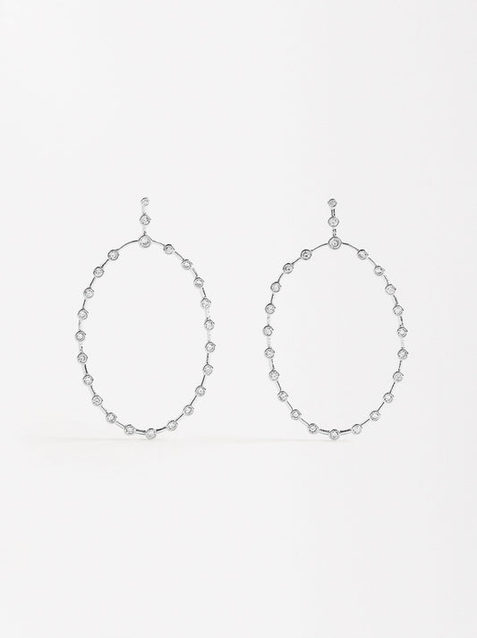 Long Oval Earrings With Zirconias