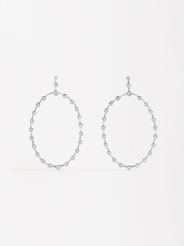 Long Oval Earrings With Zirconias