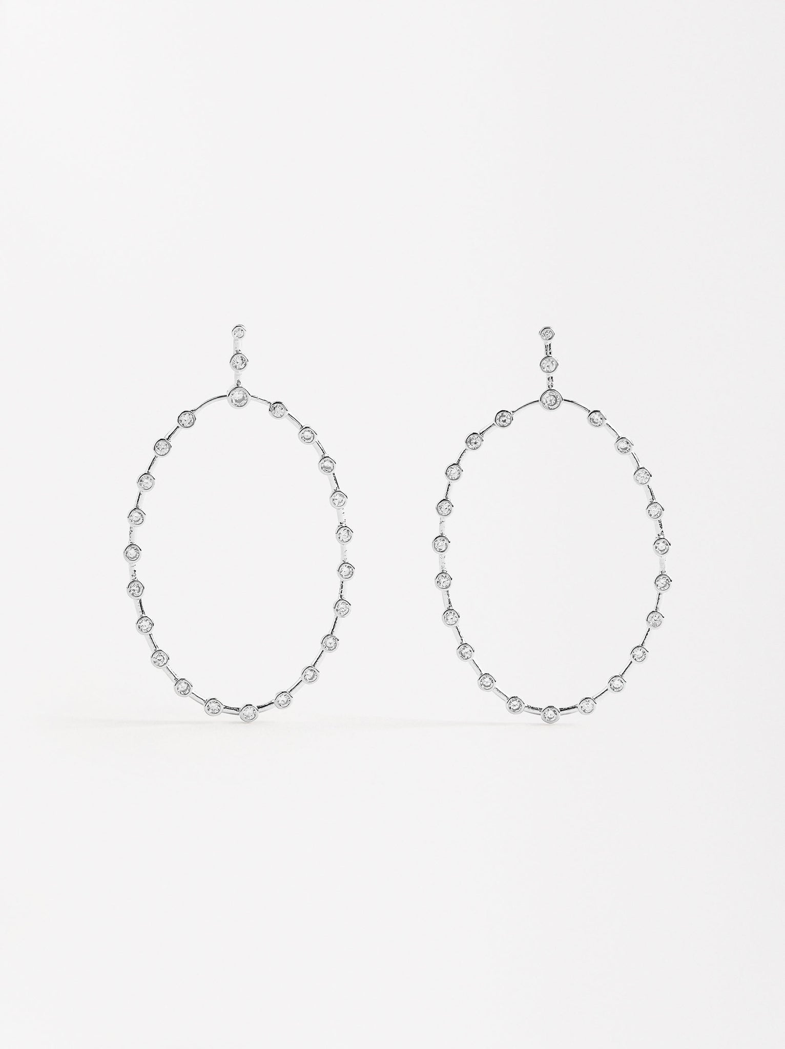 Long Oval Earrings With Zirconias