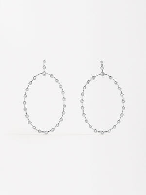 Long Oval Earrings With Zirconias