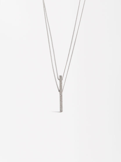 Double Necklace With Zirconia Pendants