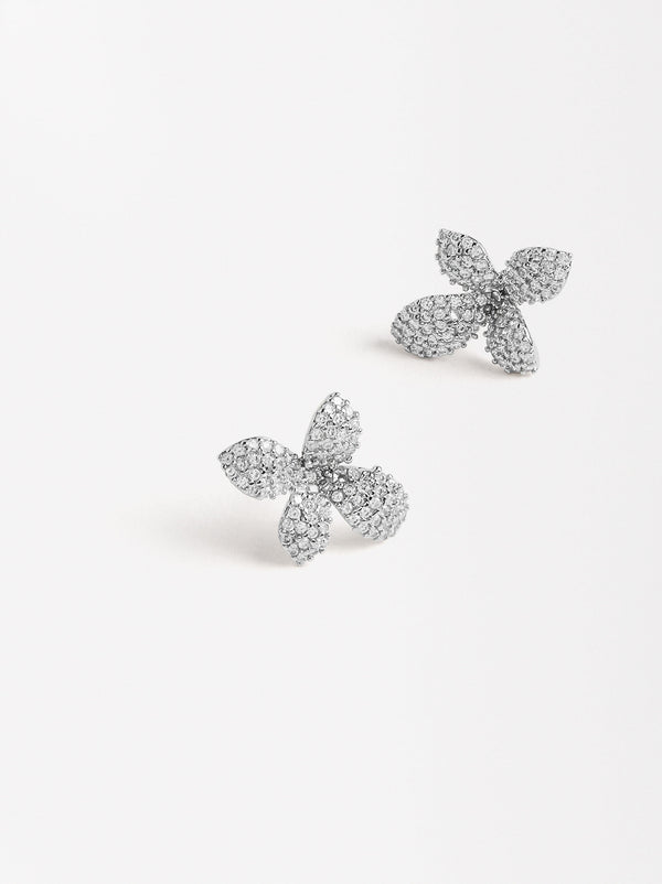 Flower Earrings With Zirconias