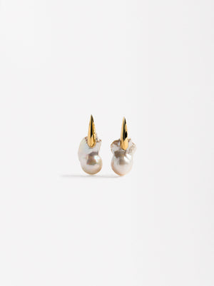 Long Freshwater Pearl Earrings - Stainless Steel