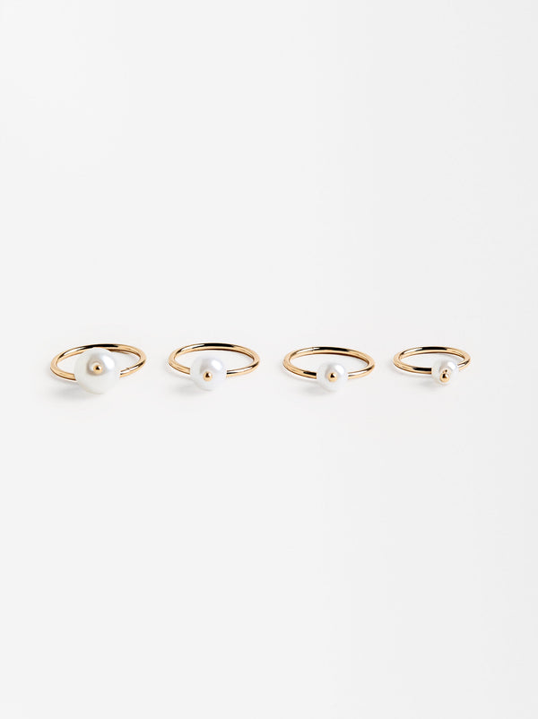 Set Of Rings With Pearl