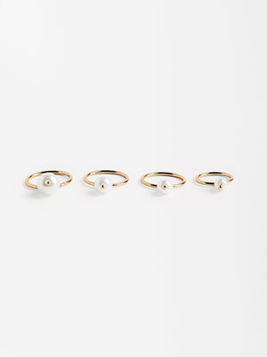 Set Of Rings With Pearl