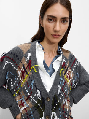 Jacquard Cardigan With Embroidery