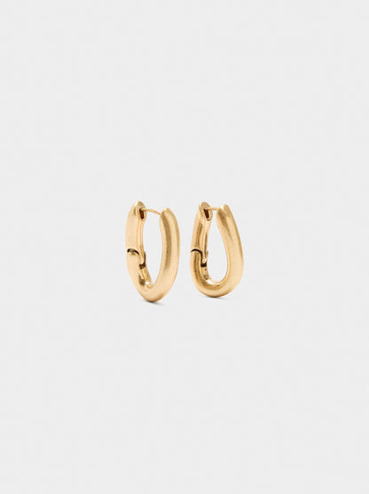 Golden Oval Hoop Earrings