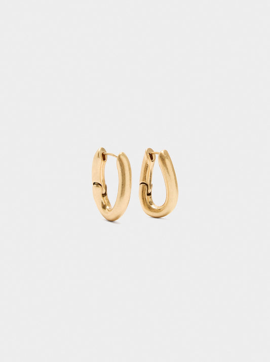 Golden Oval Hoop Earrings