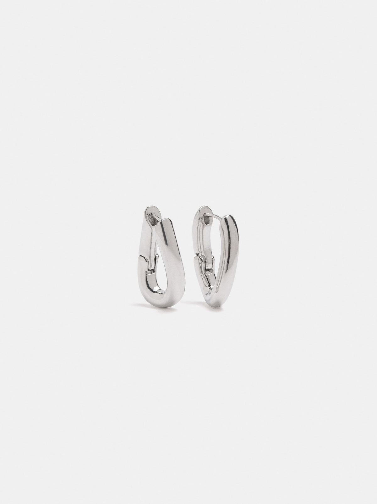 Silver Oval Hoop Earrings