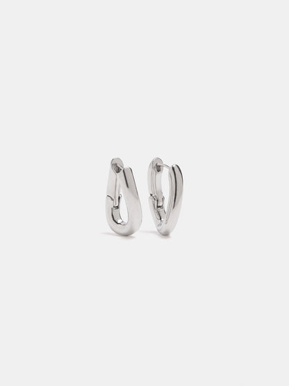 Silver Oval Hoop Earrings