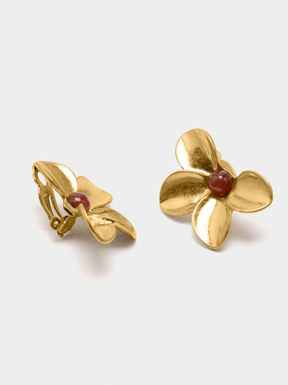 Half-Flower Earrings With Resin