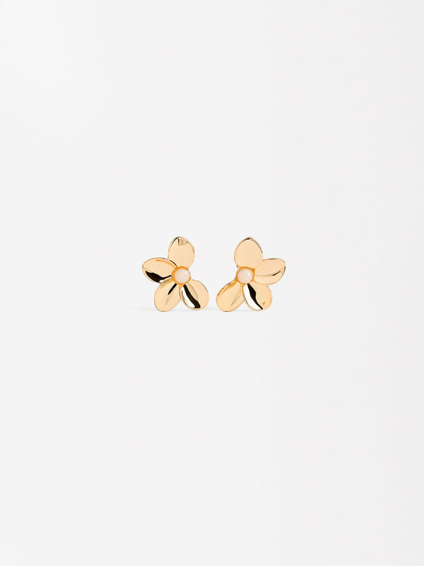 Half-Flower Earrings With Resin