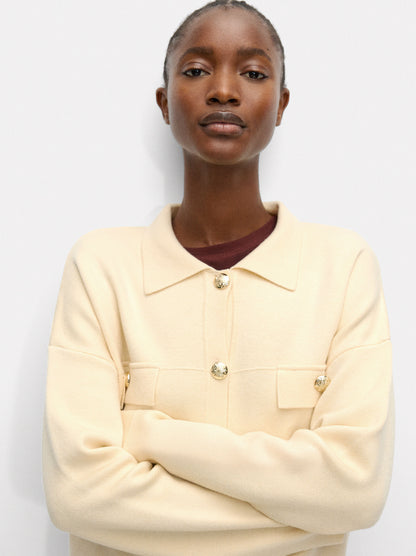 Cardigan With Wool And Gold Buttons