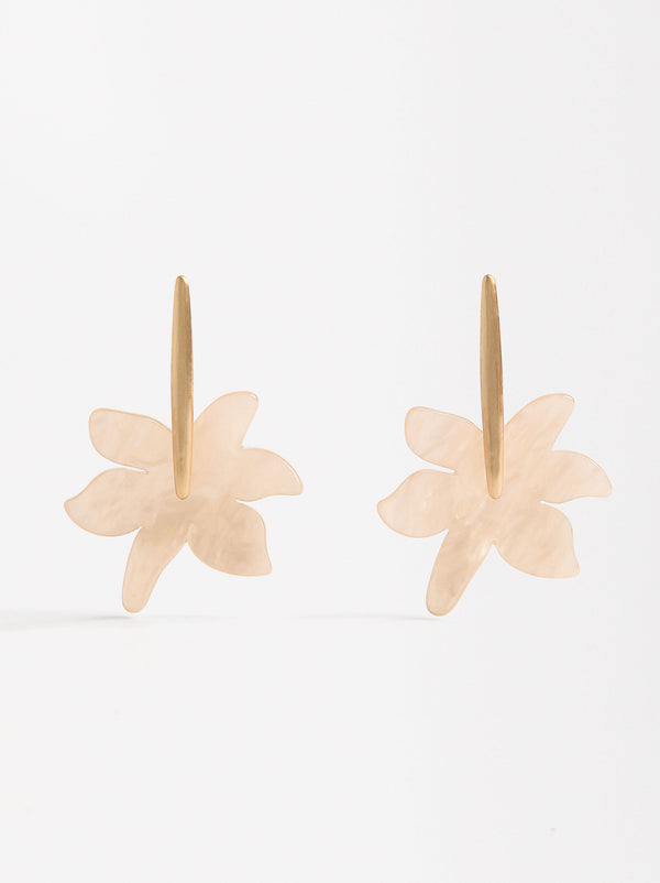 Long Earrings With Pearly Flower