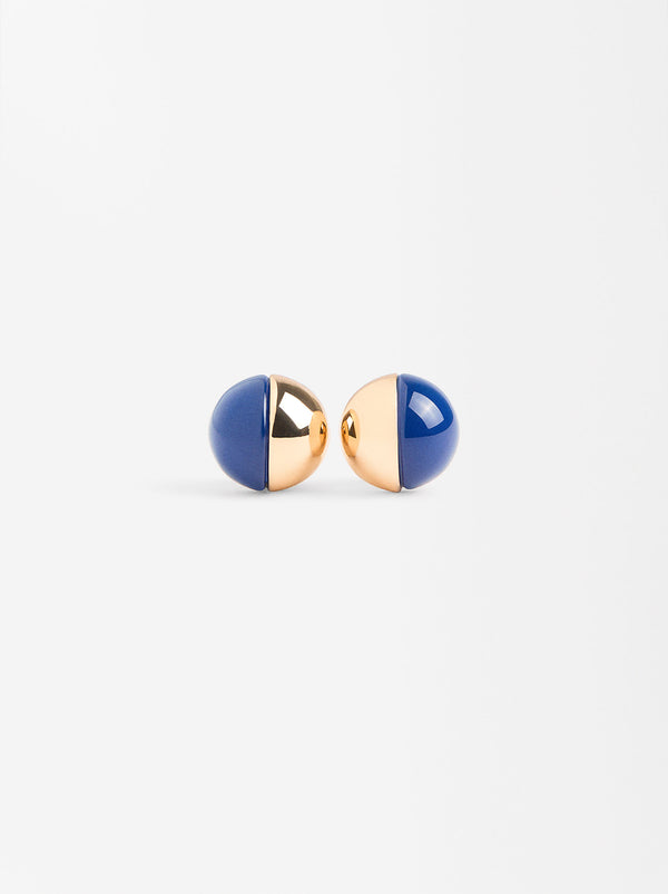 Half-Sphere Earrings With Resin