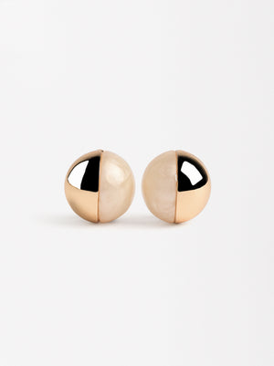 Half-Sphere Earrings With Resin