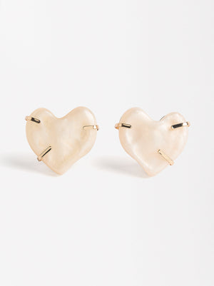 Heart Earrings Stone Effect