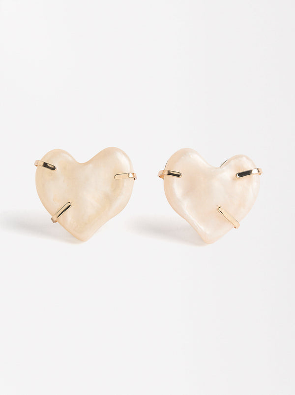 Heart Earrings Stone Effect