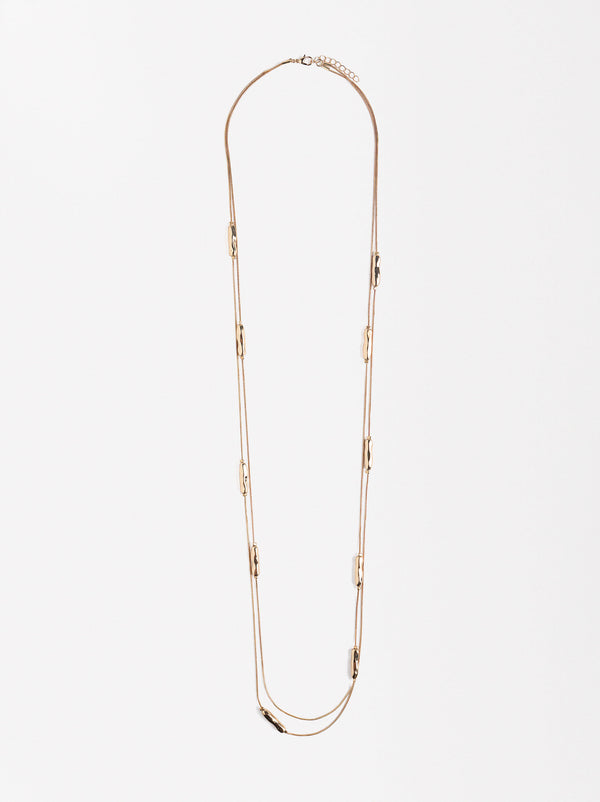 Long Necklace With Metallic Details