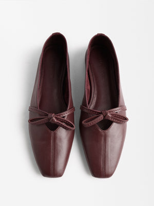 Leather Ballet Flats With Bow