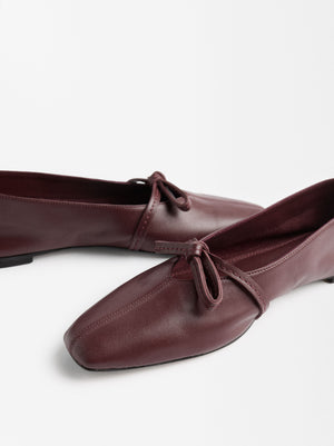 Leather Ballet Flats With Bow