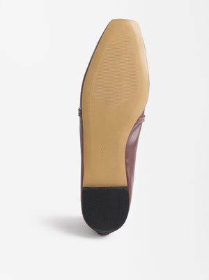 Leather Ballet Flats With Bow