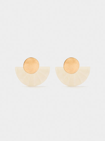 Fan Earrings With Resin