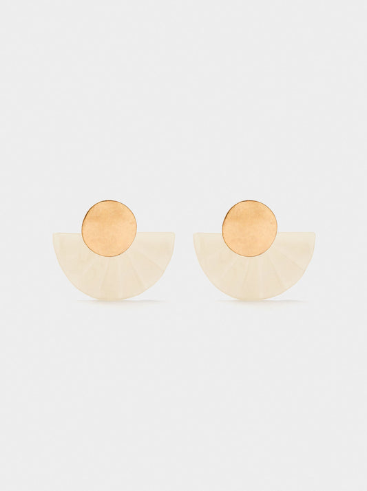 Fan Earrings With Resin